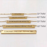 Mini-World Horizontal Bar Pendant Necklace Engraving Name Men Women Jewelry