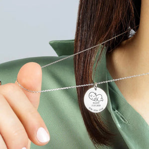 Dainty Baby Birth Message Necklace Stainless Steel