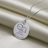 Dainty Baby Birth Message Necklace Stainless Steel