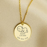 Dainty Baby Birth Message Necklace Stainless Steel