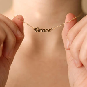 Mini-World Name Necklace For Women Girl Font Nameplate Necklaces