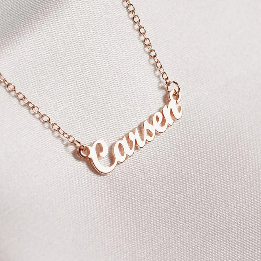 Mini-World Name Necklace For Women Girl Font Nameplate Necklaces