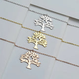 Mini-World Family Tree Of Life Name Necklace Personalized Jewelry Xmas Gift
