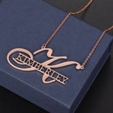 Mini-World Name Necklace Initial Letter Stainless Steel Pendant Couple Jewelry