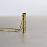 Mini-World Engraved Name Date Geographical Bar Necklace