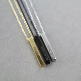 Mini-World Engraved Name Date Geographical Bar Necklace