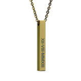 Mini-World Engraved Name Date Geographical Bar Necklace