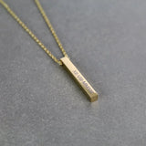 Mini-World Engraved Name Date Geographical Bar Necklace