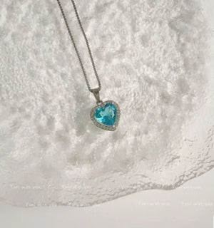 Mini Zircon Heart Necklace Pendant Crystal for Women Girls Gift