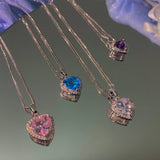 Mini Zircon Heart Necklace Pendant Crystal for Women Girls Gift
