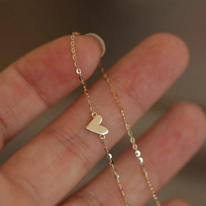 S925 Silver Plated 14K Mini Gradient Small Love Anklet