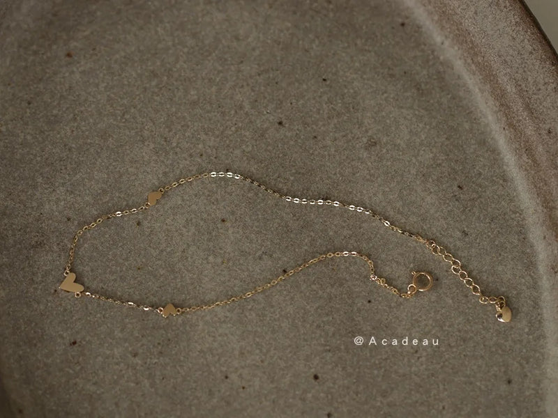 Mini Gradient Small Love Anklet Sterling Silver
