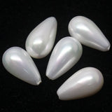 Shell Pearl Teardrop Half Drilled Earring Beads 2pcs