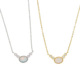 Mini Oval Opal Pendant 925 Silver Necklace Women Collier Femme S925