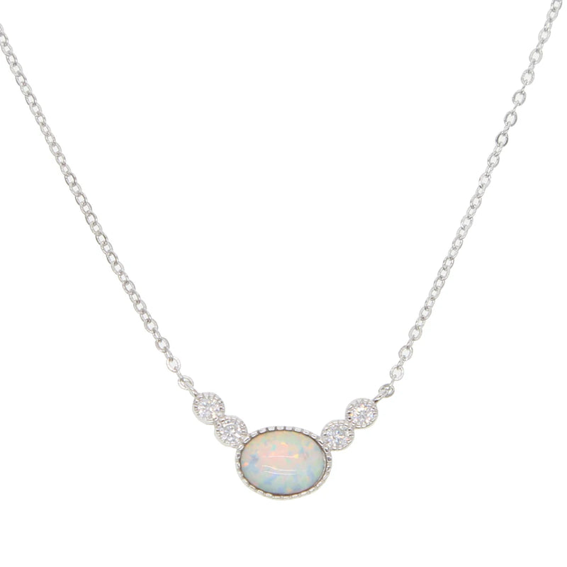 Mini Oval Opal Pendant 925 Silver Necklace Women Collier Femme S925