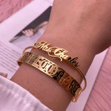 Mini-world Name Bracelets For Women Personalized Nameplate Adjustable Bracelets