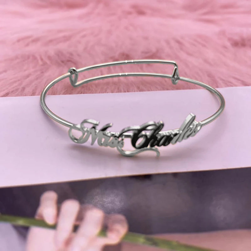 Mini-world Name Bracelets For Women Personalized Nameplate Adjustable Bracelets