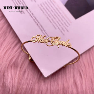 Mini-world Name Bracelets For Women Personalized Nameplate Adjustable Bracelets