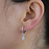 925 Silver Geometric CZ Opal Stone Hoop Earrings