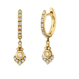 925 Silver Geometric CZ Opal Stone Hoop Earrings