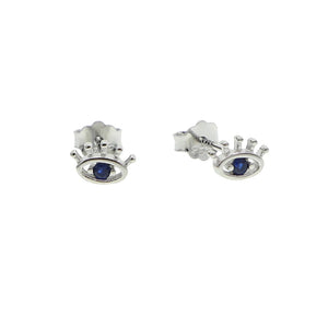 925 Silver CZ Paved Evil Eye Stud Earring