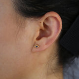 925 Silver CZ Paved Evil Eye Stud Earring
