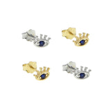 925 Silver CZ Paved Evil Eye Stud Earring