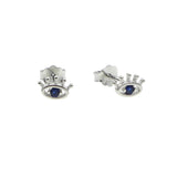 925 Silver CZ Paved Evil Eye Stud Earring