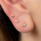 925 Silver CZ Paved Evil Eye Stud Earring