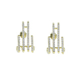 Delicate 925 Sterling CZ 4 Bars Stud Earrings