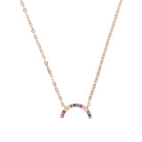 925 Sterling Silver Rainbow CZ Necklace Jewelry Vermeil Dainty Sweet Necklaces