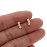 Delicate 925 Sterling Sliver Micro Pave Fire Opal Stud Earrings