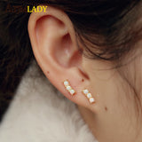Delicate 925 Sterling Sliver Micro Pave Fire Opal Stud Earrings