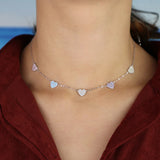 Sterling Silver Vermail Heart Necklace Colorful CZ Choker