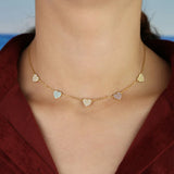 Sterling Silver Vermail Heart Necklace Colorful CZ Choker