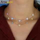 Sterling Silver Vermail Heart Necklace Colorful CZ Choker
