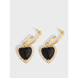 Minimal 925 Silver Love Agate Earrings Female