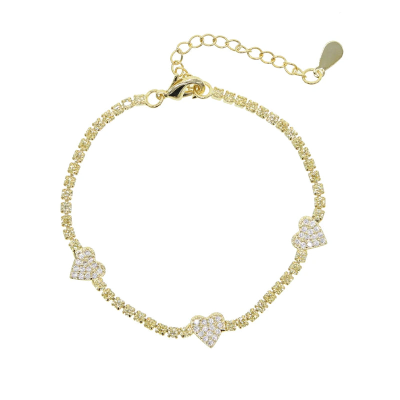 Delicate Tennis Cz Chain Bracelet in Purple Pink Thin Elegance