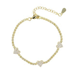 Delicate Tennis Cz Chain Bracelet in Purple Pink Thin Elegance