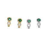 925 Silver Stud Earring with Green CZ Tassel Chain
