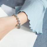 925 Sterling Silver Natural Grey Moonstone Bracelet