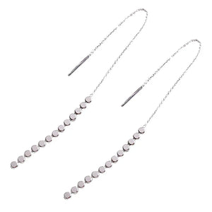 925 Silver Coin Earrings Threader Long C-YH505
