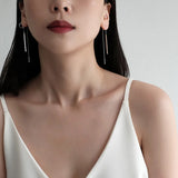 925 Silver Coin Earrings Threader Long C-YH505