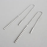 925 Silver Coin Earrings Threader Long C-YH505