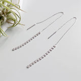 925 Silver Coin Earrings Threader Long C-YH505