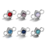 Colorful CZ Bead Bracelets Hard Rubber Chain Bracelets