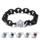 Colorful CZ Bead Bracelets Hard Rubber Chain Bracelets