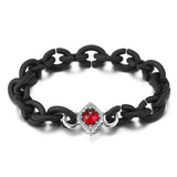 Colorful CZ Bead Bracelets Hard Rubber Chain Bracelets