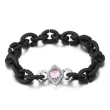 Colorful CZ Bead Bracelets Hard Rubber Chain Bracelets