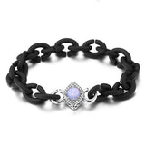 Colorful CZ Bead Bracelets Hard Rubber Chain Bracelets